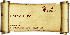 Hofer Lina névjegykártya